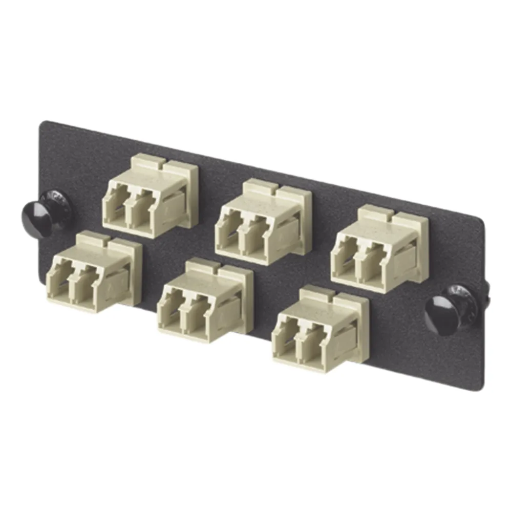 Placa Acopladora de Fibra Optica FAP, Con 6 Conectores LC Duplex (12 Fibras), Para Fibra Multimodo OM1, Color Marfil