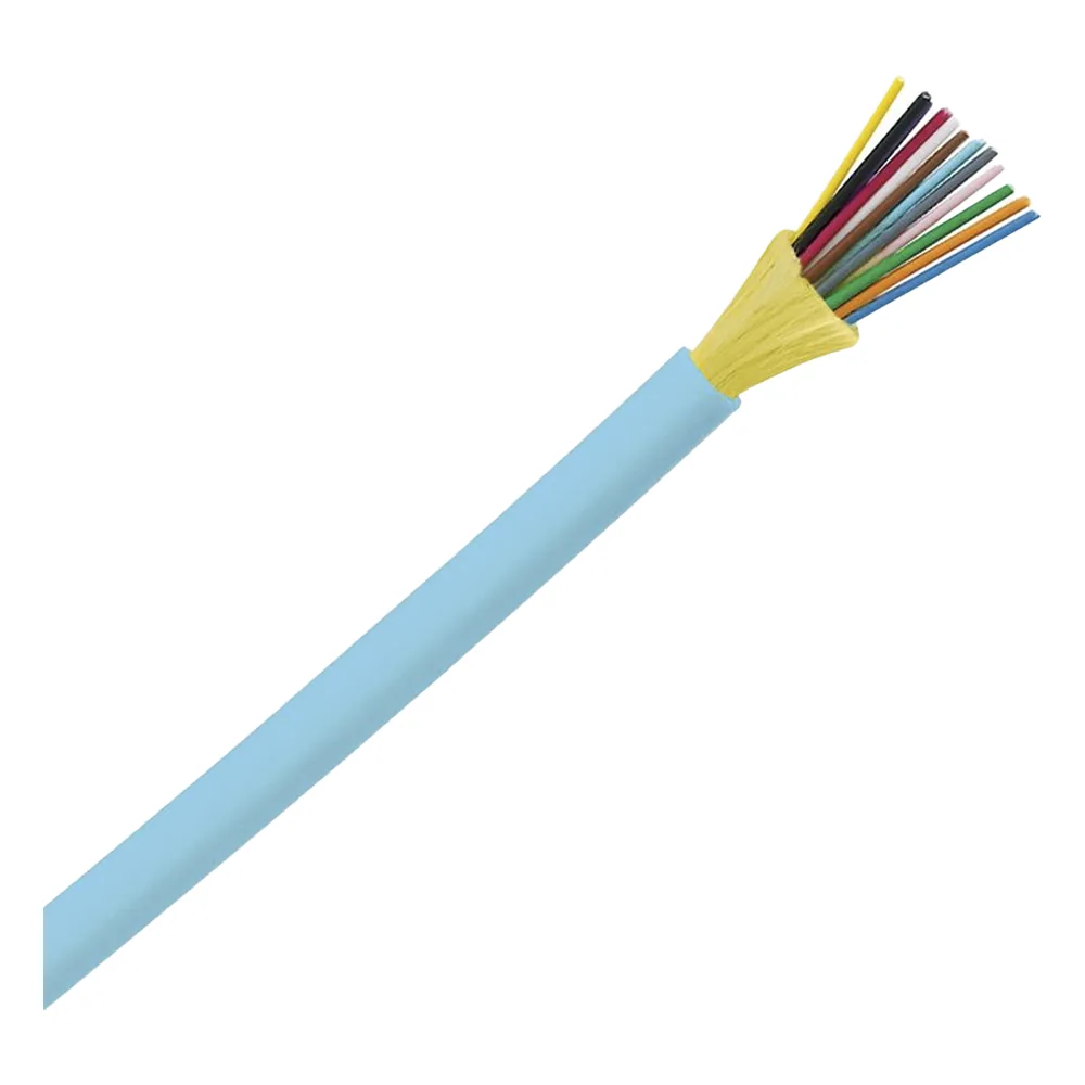 Cable de Fibra Óptica de 12 Hilos, Multimodo OM3 50/125 Optimizada, Interior, Tight Buffer 900 µm, No Conductiva (Dieléctrica), OFNR (Riser), Precio Por Metro
