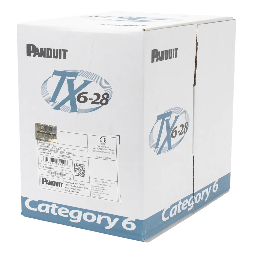 Bobina de Cable UTP 305 Metros (1000 Pies) de Cobre TX6-28Æ, Blanco, Categoría 6, Diámetro Reducido (28 AWG), CM/LSZH, de 4 Pares