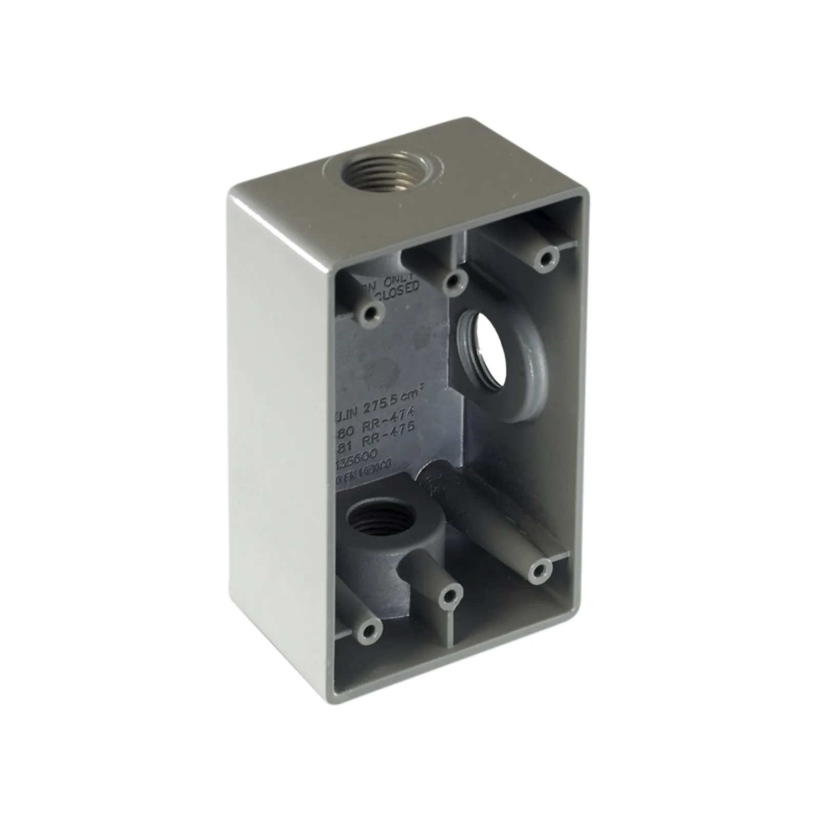 Caja Condulet FS de 1/2" ( 12.7 mm) con tres bocas a prueba de intemperie.