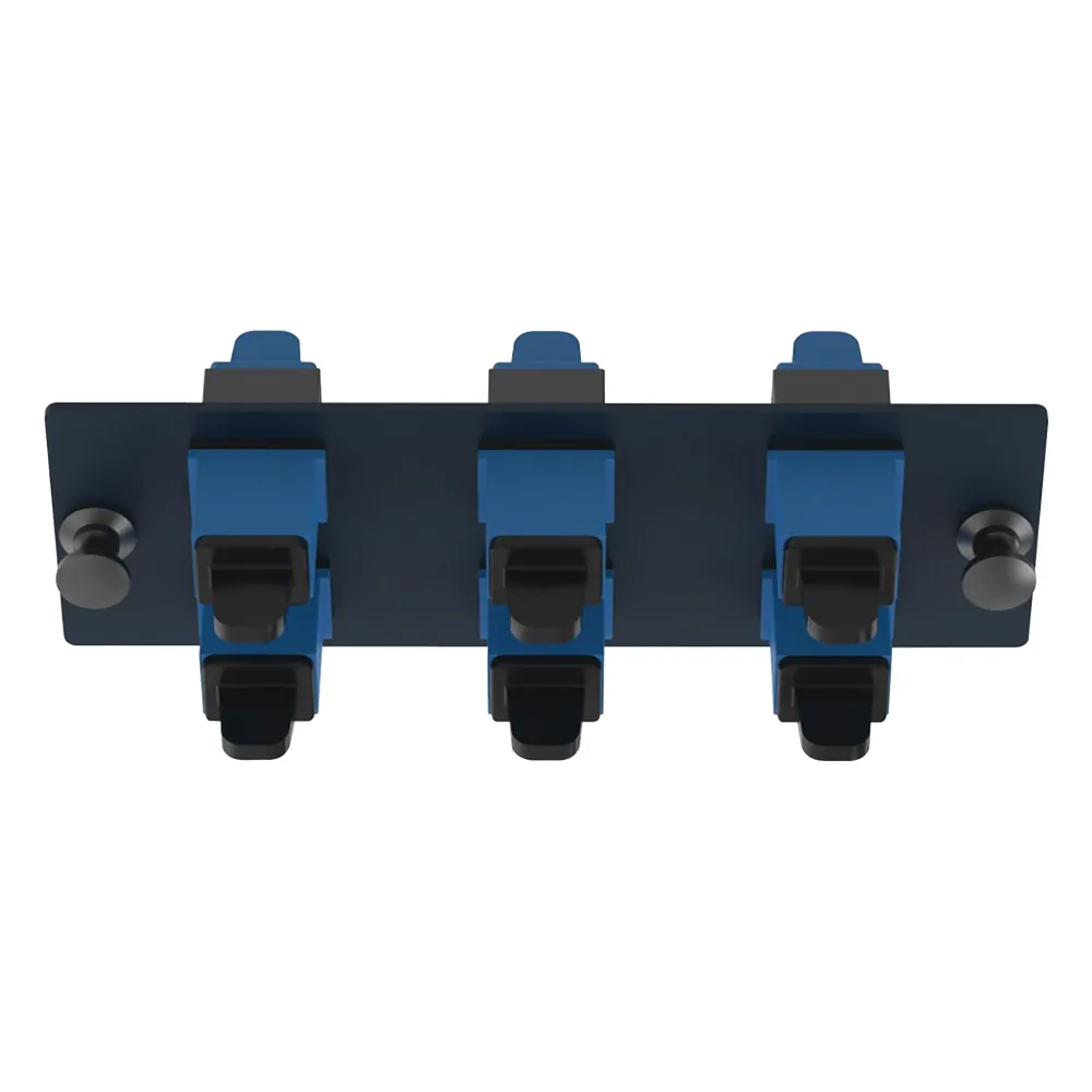 Placa Acopladora de Fibra Óptica FAP, Con 6 Conectores SC Simplex (6 Fibras), Para Fibra Monomodo OS1/OS2, Color Azul