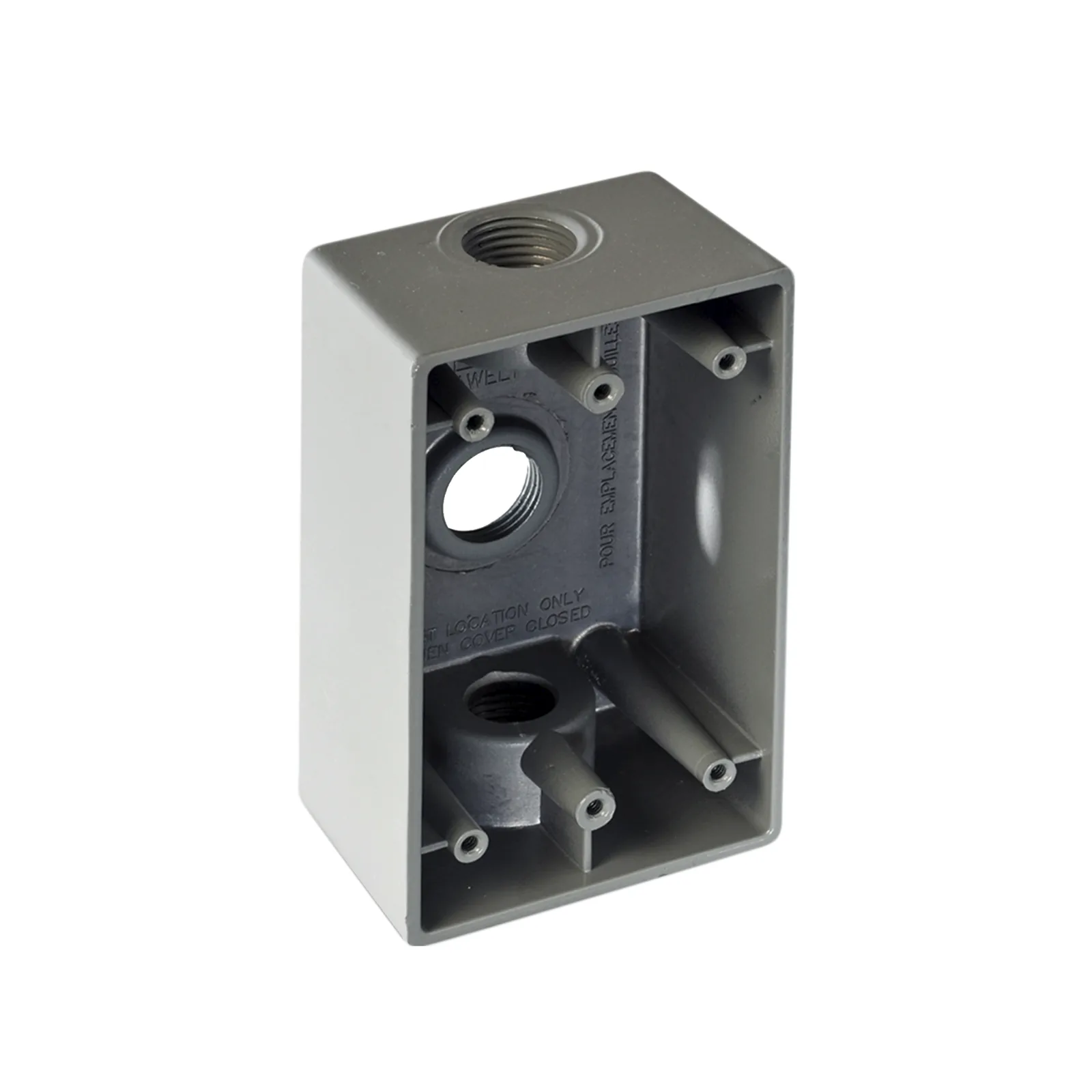 Caja Condulet FS de 3/4" (19.05mm) con tres bocas a prueba de intemperie.