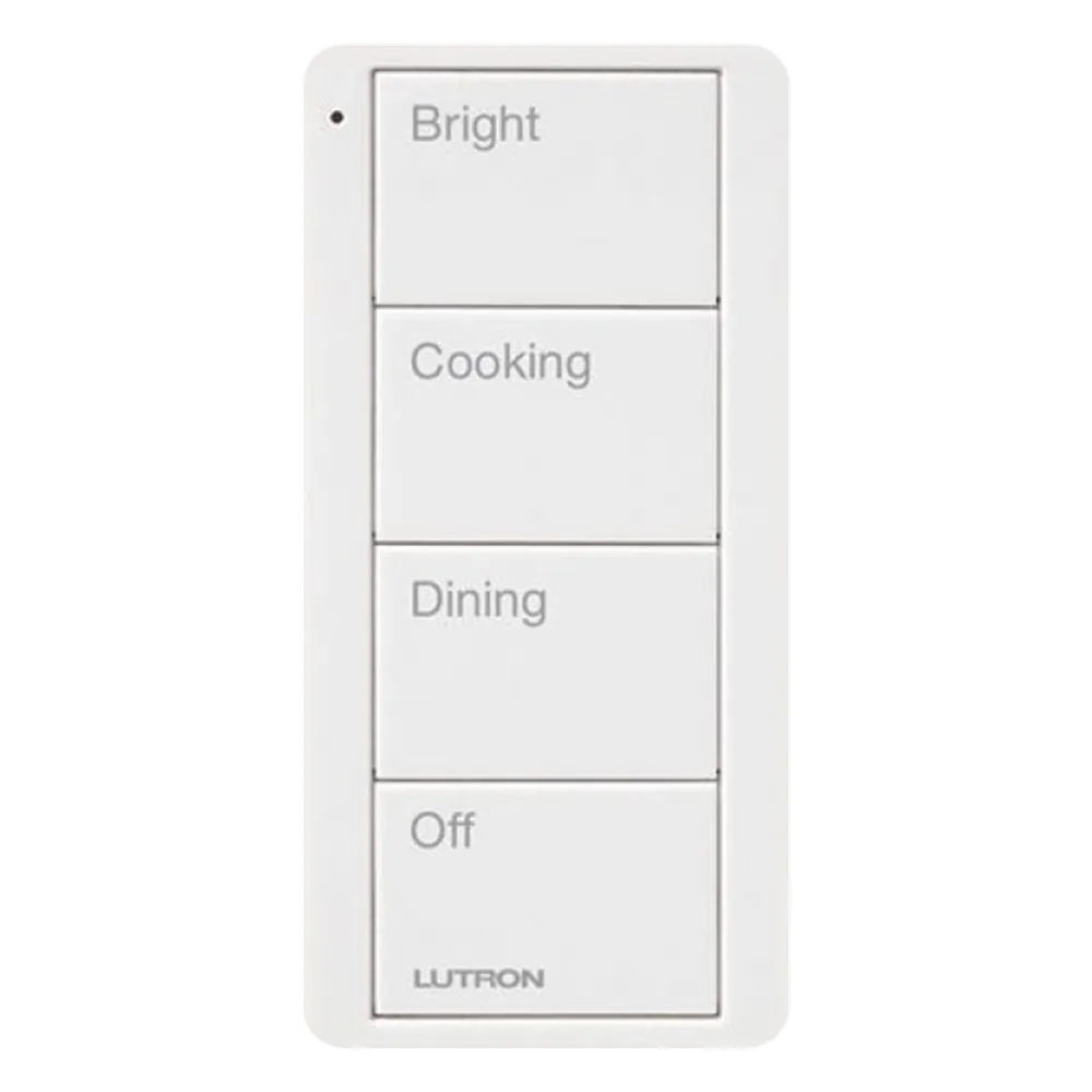 Control Pico inalámbrico de 4 botones con escenas grabadas para cocina (Bright, Cooking, Dining y Off), compatible con Caseta Wireless y RA2 Select, blanco brillante