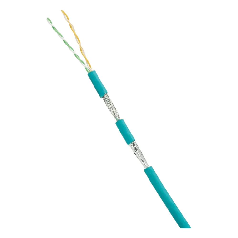 Bobina de Cable Blindado SF/UTP Categoría 5e de 2 Pares, Uso Industrial con Resistencia al Aceite y Rayos UV, Multifilar 24/7 (Flexible), Color Azul Cerceta, Bobina de 305 Metros (1000 Pies)