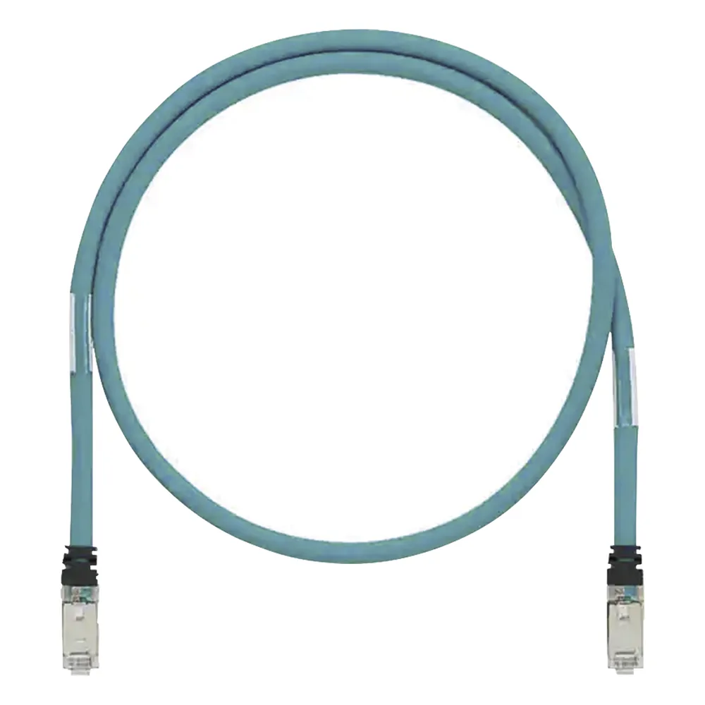 Patch Cord Cat6A de Grado Industrial 600V, Blindado SF/UTP, Calibre 26 AWG, Color Aqua, 2 Metros (6.56 Pies)