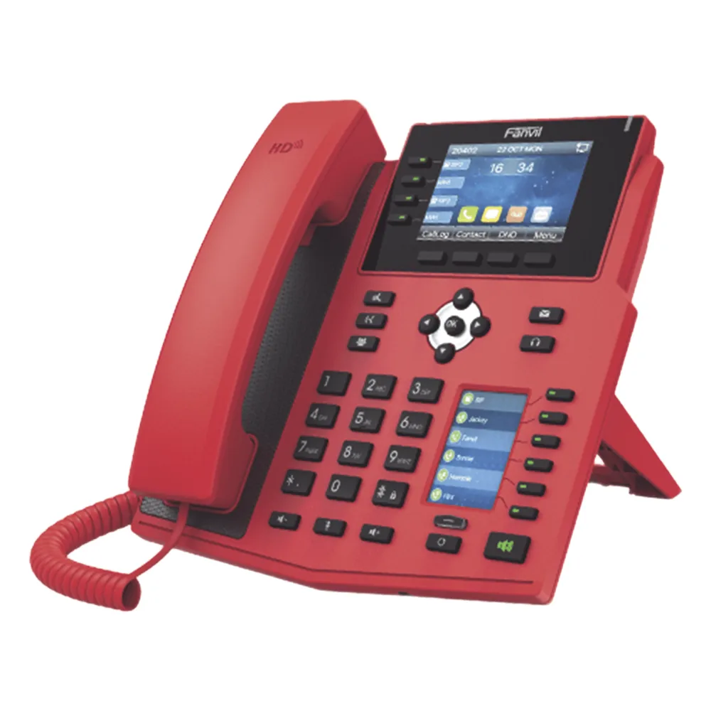 Teléfono IP Empresarial con Estándares Europeos, 16 lineas SIP con pantalla LCD de 3.5" a color, 6 teclas DSS/BLF, puertos Gigabit, IPv6, Opus y conferencia de 3 vías, PoE/DC (incluye fuente).