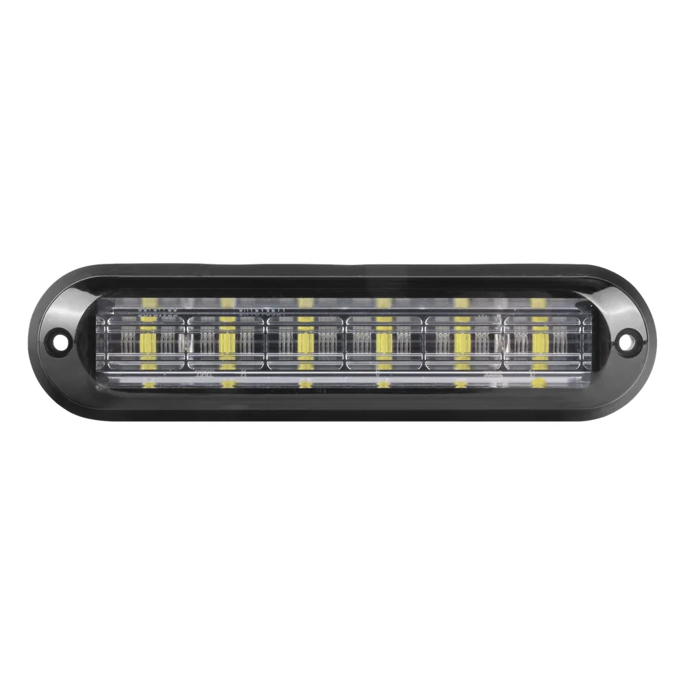 Luz Auxiliar Ultra Brillante IP67 de 6 LEDs, Color Ambar, con mica transparente y bisel negro