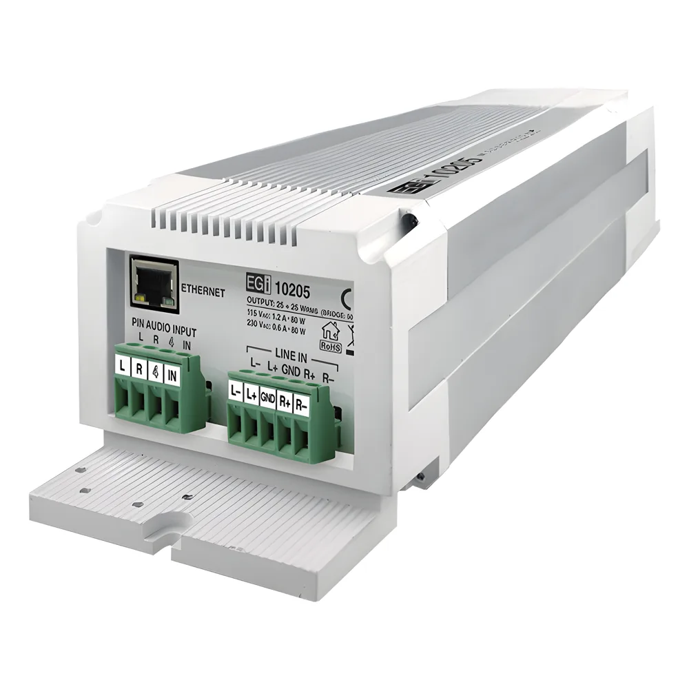ETAPA DE POTENCIA DE AUDIO IP 2X25W O 1X50W EN FORMATO CARRIL DIN ESTÉREO/MONO