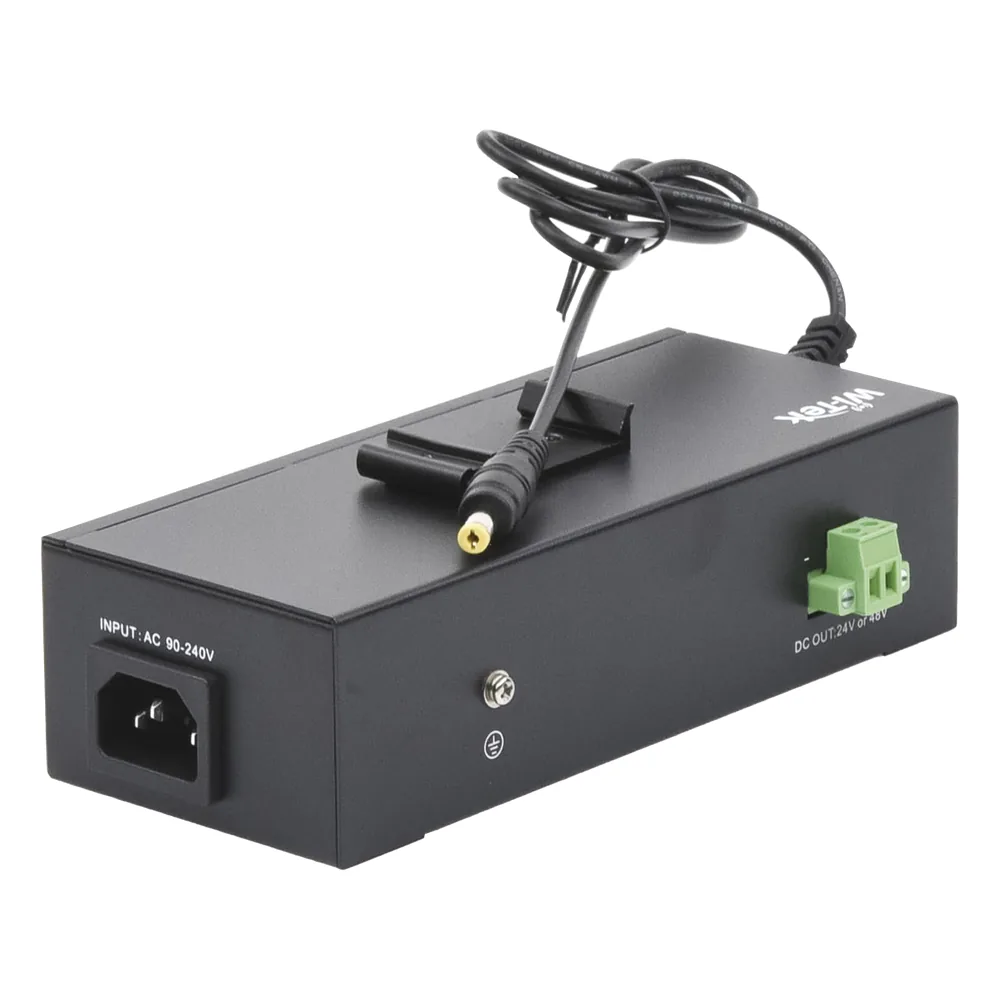Inyector PoE industrial / Con UPS No-Break / Cuenta con 2 Puertos Gigabit (1 PoE 24/48V pasivo) / Salida DC 12V