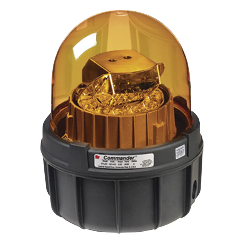 LED de advertencia giratorias Commander®, Tipo 4X, carcasa IP66 Listado por UL y cUL , 120 VCA, color ámbar, Para Ubicaciones y Ambientes Peligrosos