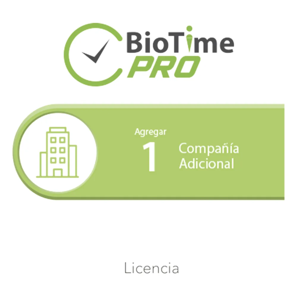 Software de Gestión Centralizada de Asistencia BIOTIMEPRO Licencia para agregar 1 compañía adicional