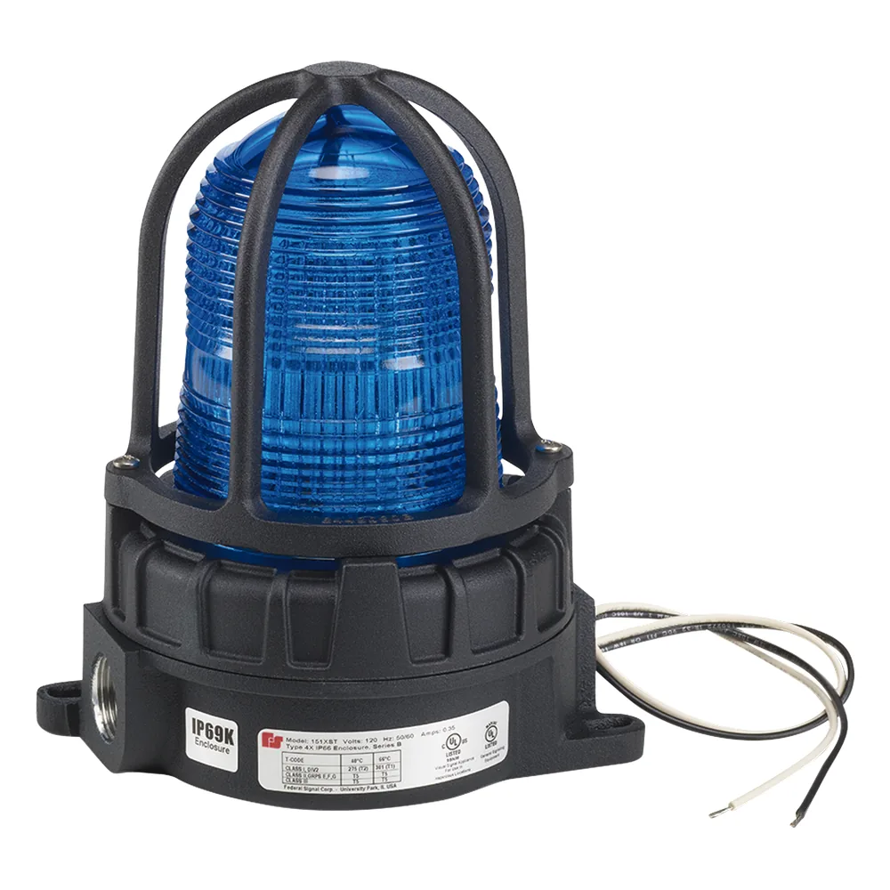 Luz de advertencia LED para ubicaciones peligrosas, montaje para superficies, 24 VCD, color Azul