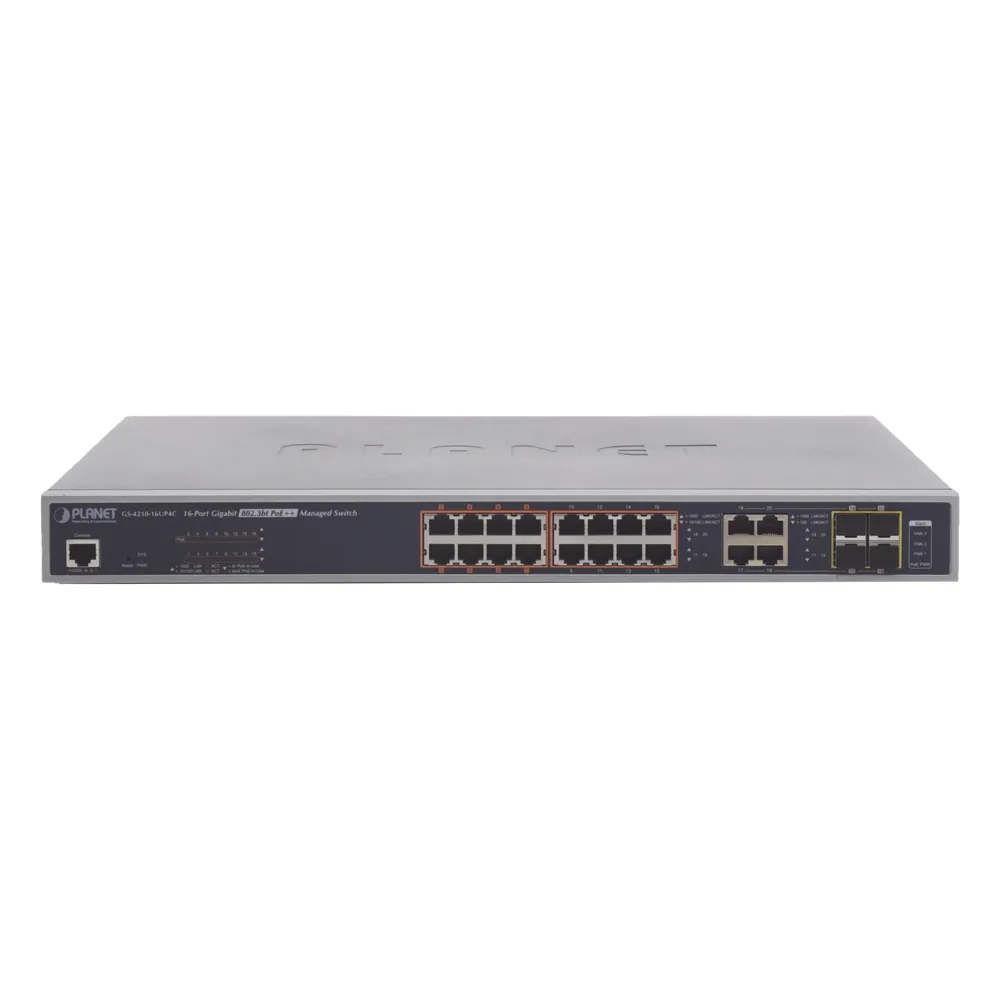 Switch administrable L2, 16 puertos 10/100/1000T Ultra PoE + 4 puertos Gigabit Combo TP/SFP