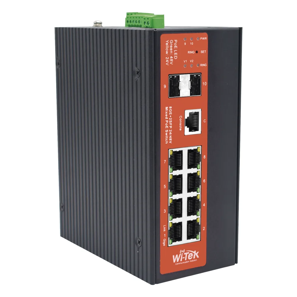 Switch Industrial Administrable Gigabit con 2 Puertos PoE bt + 6 Puertos PoE af/at o 24 V Pasivo + 2 SFP Gigabit, 240 W