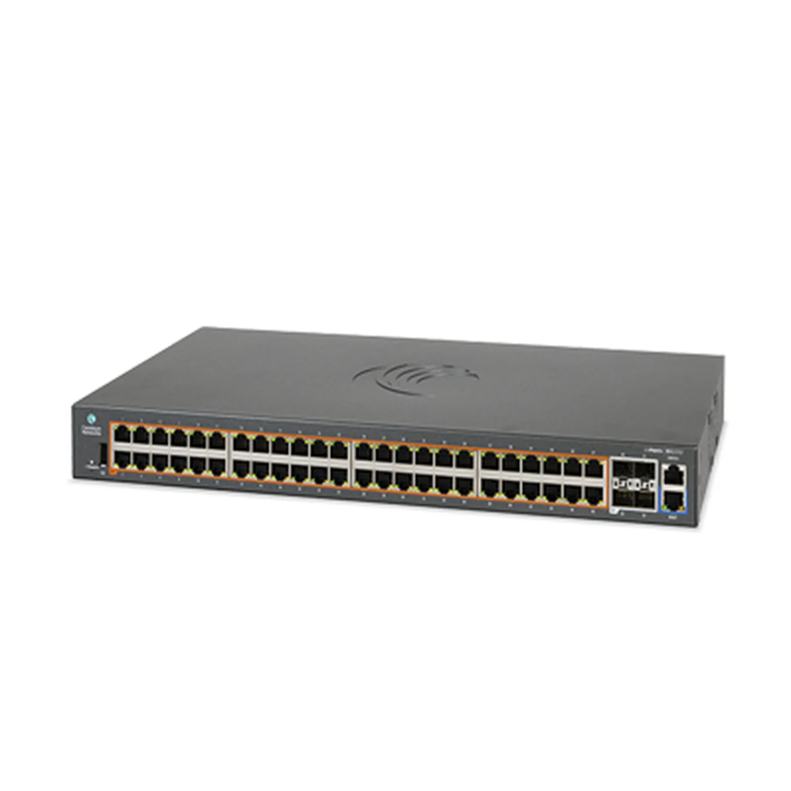 Switch Gestionable Capa 2+ / 176 Gbps Throughput / 48 Puertos Gigabit PoE+ / 4 SFP+ 10 Gbps Uplink / Política de Automatización / cnMaestro On-Premises / 5 Años Garantía
