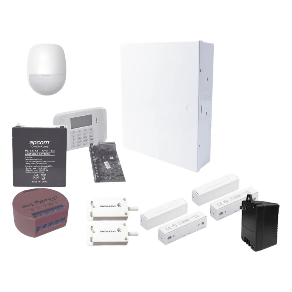 Kit de panel de alarma híbrido de 48 zonas con receptor inalámbrico, sensores incluidos y control inteligente de un circuito eléctrico