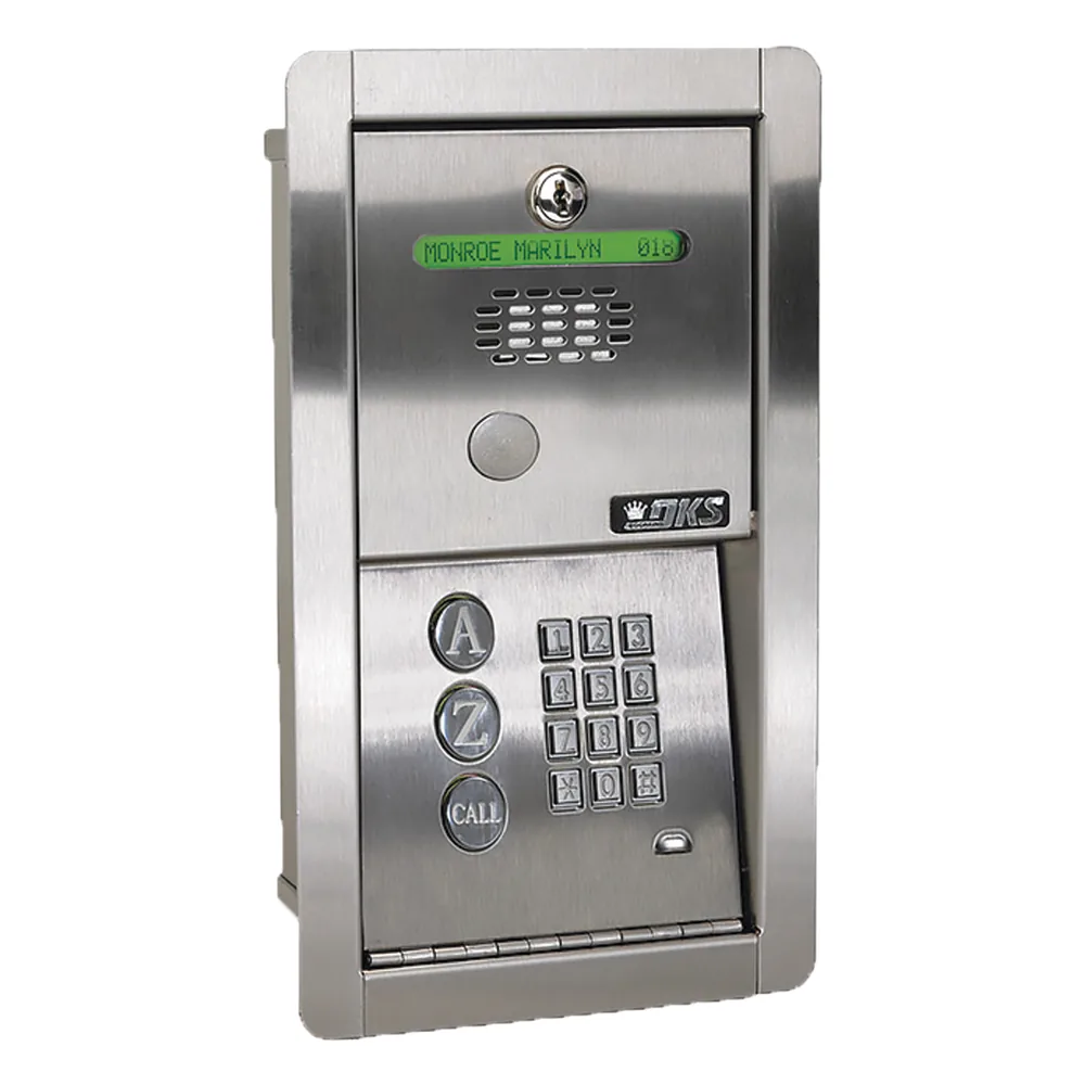 Audioportero Telefónico DKS Con Directorio / 100 Números Telefónicos / Control Para 2 Puertas / Gabinete Para Empotrar / Marcación a 16 Digitos / Linea análoga o digital