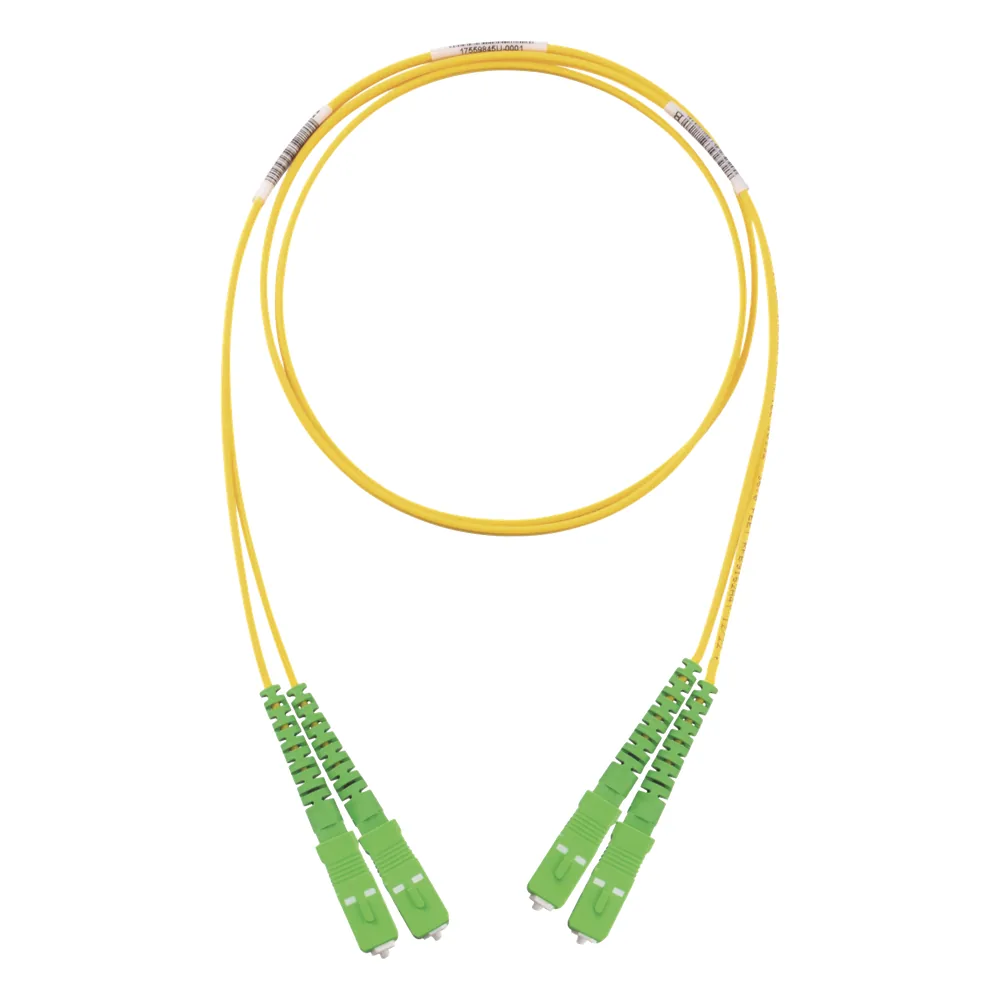 Jumper de Fibra Optica Monomodo 9/125 OS2, SC/APC-SC/APC Duplex, OFNR (Riser), Color Amarillo, 2 Metros (6.56 Pies)
