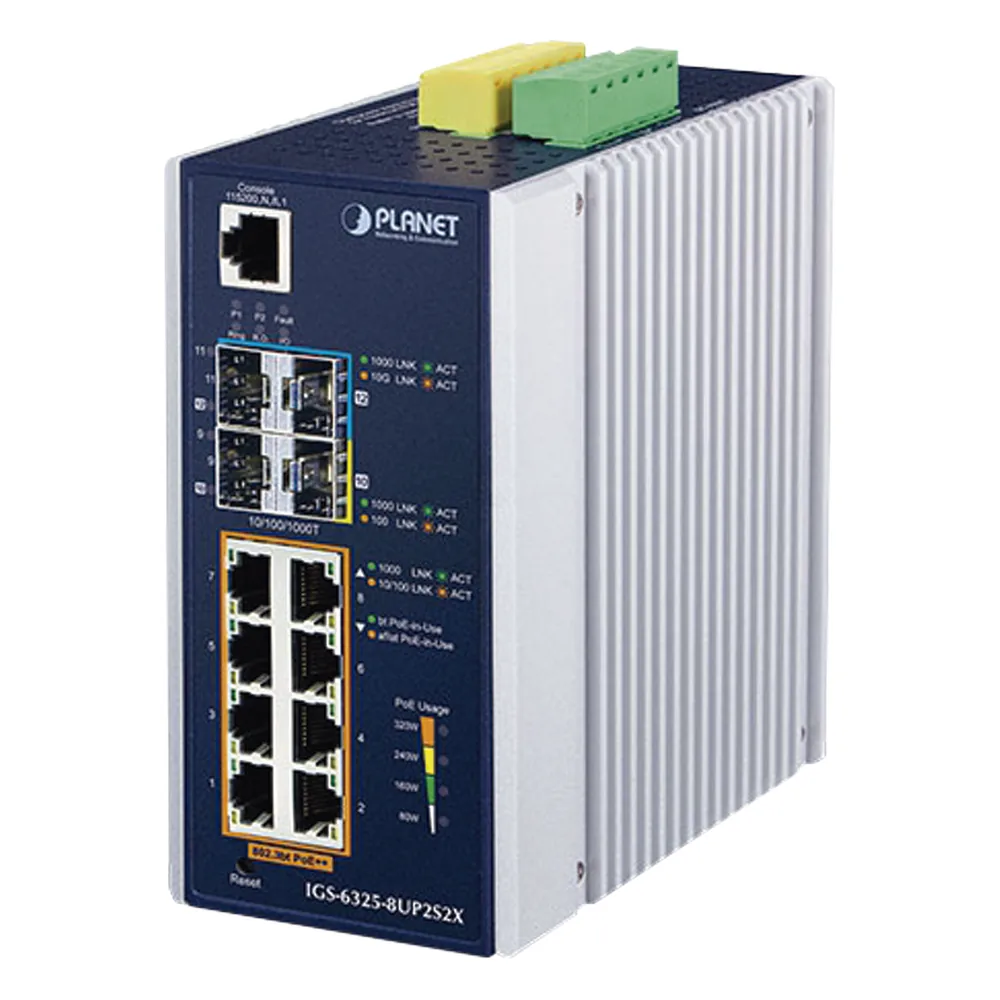 Switch Industrial Administrable Capa 3 con 8 Puertos Gigabit PoE 802.3bt, 2 Puertos SFP de 1 G/2.5 G, 2 Puertos SFP 10 G