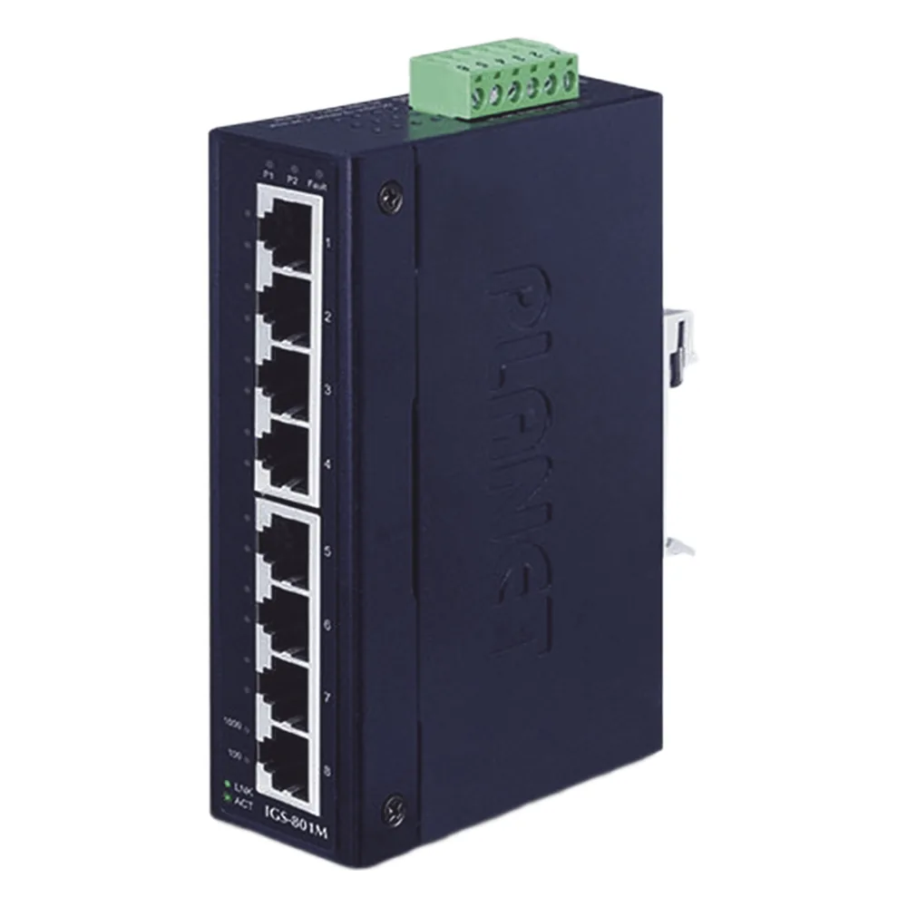 Switch Industrial Administrable Capa 2, 8 Puertos Gigabit, Doble Entrada de Alimentación Para Fuente Redundante