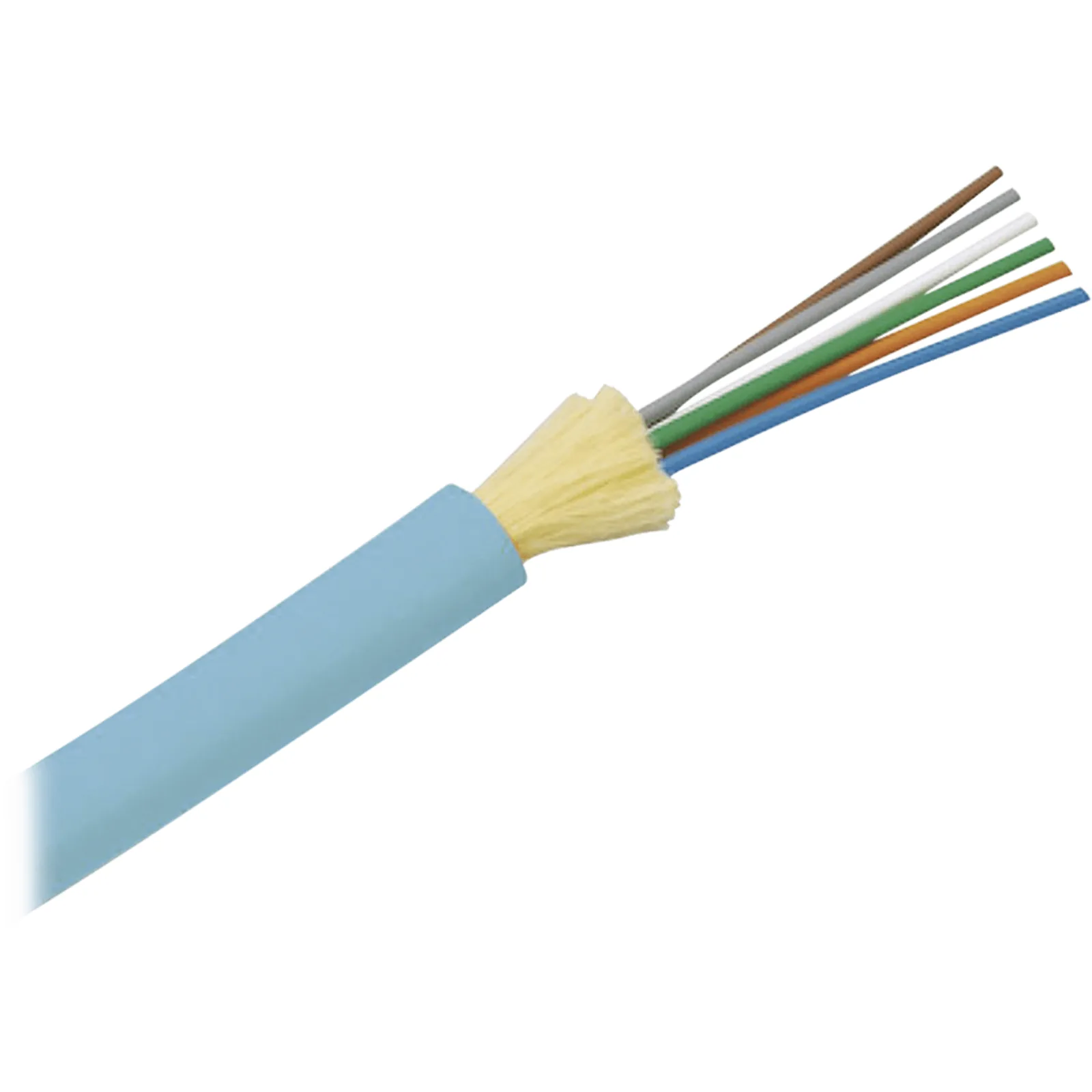Cable de Fibra Óptica de 24 hilos, Multimodo OM4 50/125 Optimizada, Interior, Tight Buffer 900um, No Conductiva (Dieléctrica), OFNR (Riser), Precio Por Metro