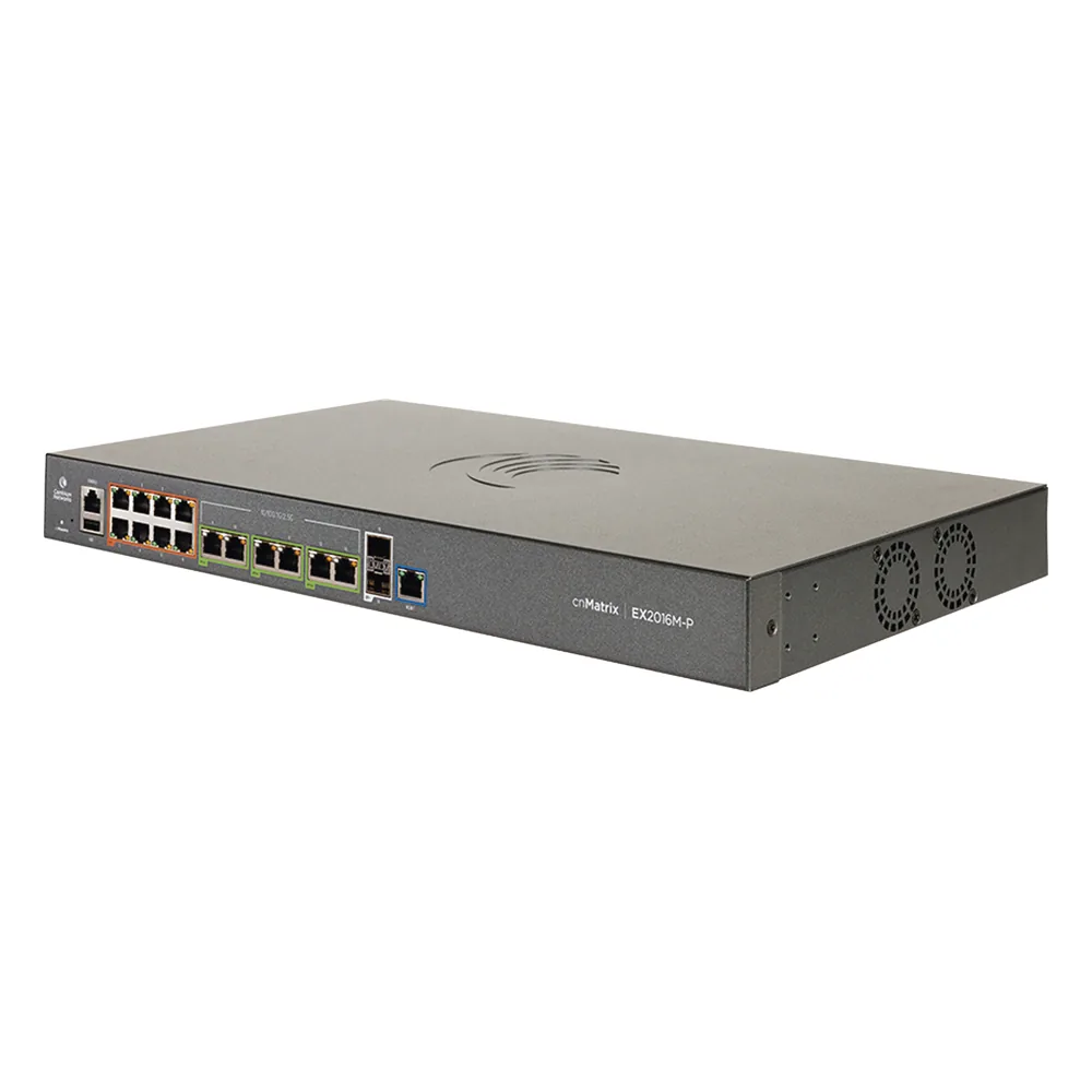 Switch PoE cnMatrix EX2016M-P de 16 puertos (8x 802.3af/at Gigabit, 6x 802.3bt 2.5 Gigabit, 2x SFP+), Capa 3, 240 W, gestión en la nube