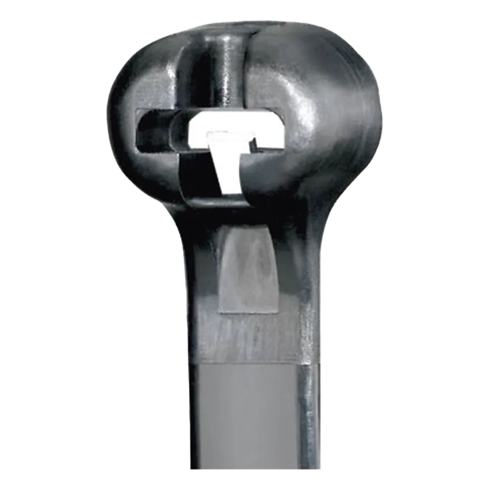 Cincho de Nylon 6.6 Dome-Top®, Con Lengüeta de Bloqueo de Acero Inoxidable, 305 mm largo x 4.7mm ancho, Color Negro, Exterior Resistente a Rayos UV, Paquete de 1000pz