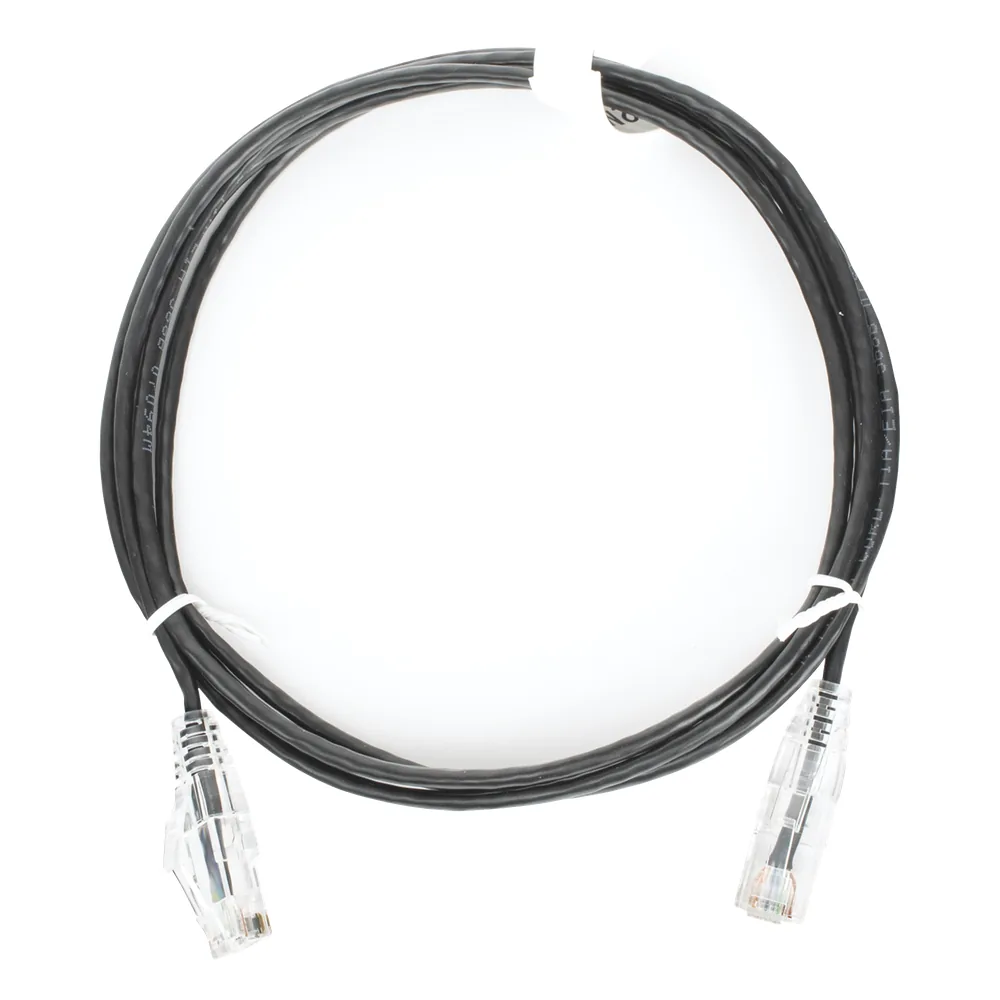 Cable de Parcheo Slim UTP Cat6 - 2 Metros (6.56 Pies) Negro Diámetro Reducido (28 AWG)