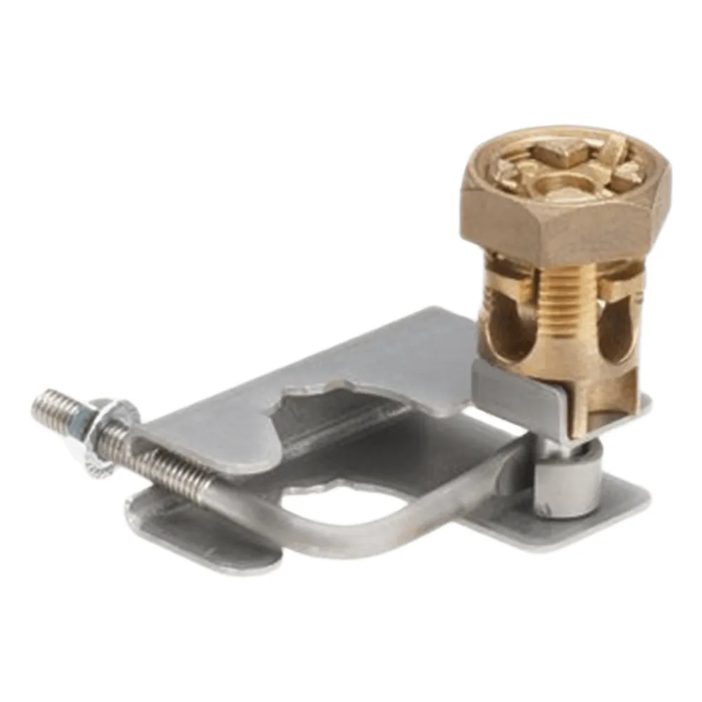 Abrazadera para Tierra Física en Base de Piso Falso, para Cables de 6 a 1/0 AWG. Para Pedestales Circulares de 3/4" y 7/8".