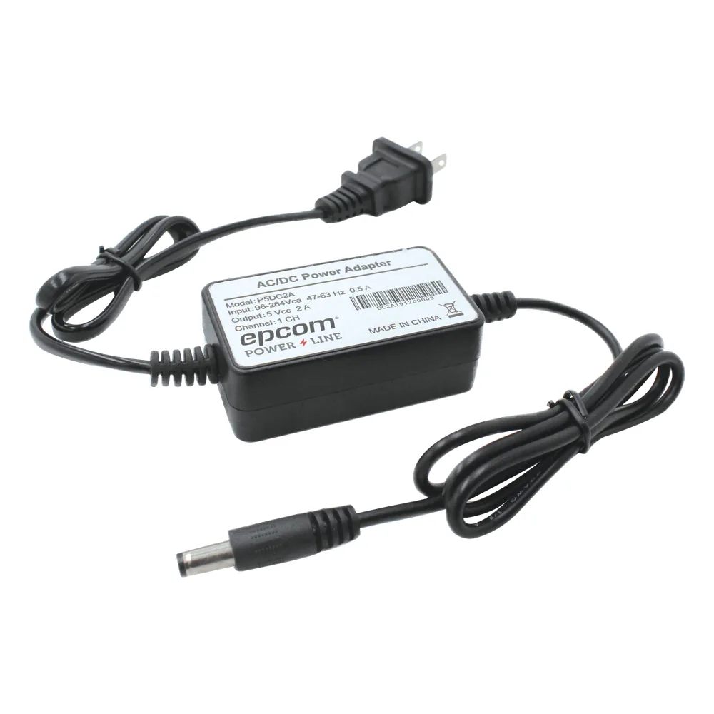 Fuente de poder de 5 Vcc regulado @ 2A; UL; Voltaje de entrada de 100-240 Vca / Con Terminales de Extensión