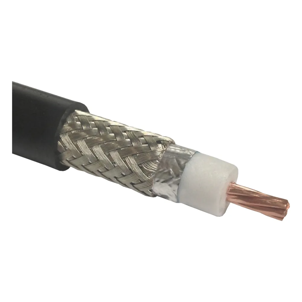 Cable Coaxial 50 Ohm, tipo RG-8 Ultra Flexible, Cobre Trenzado de Núcleo, Cinta de Aluminio y Malla de Cobre Estañado para el Blindaje, Velocidad de Propagación de 83%, Polietileno.