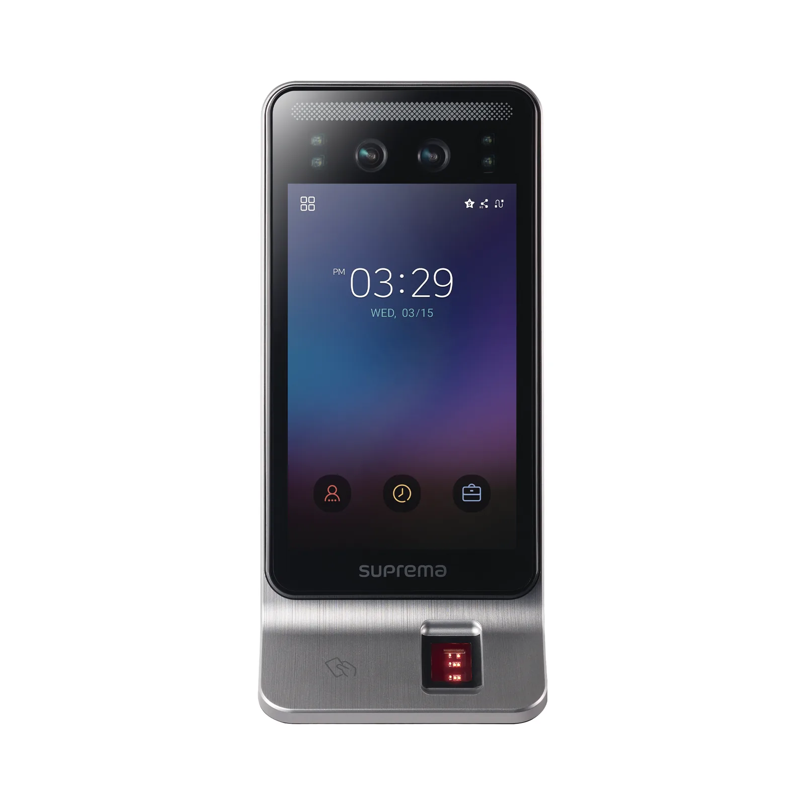 Lector Multi-tecnologia con detector de cubrebocas- Reconocimiento Facial, Huella, Tarjeta Móvil y lector de RFID(125kHz EM & 13.56 Mhz MIFARE) Compatible con BioStar2, Uso para Control de Acceso y Asistencia