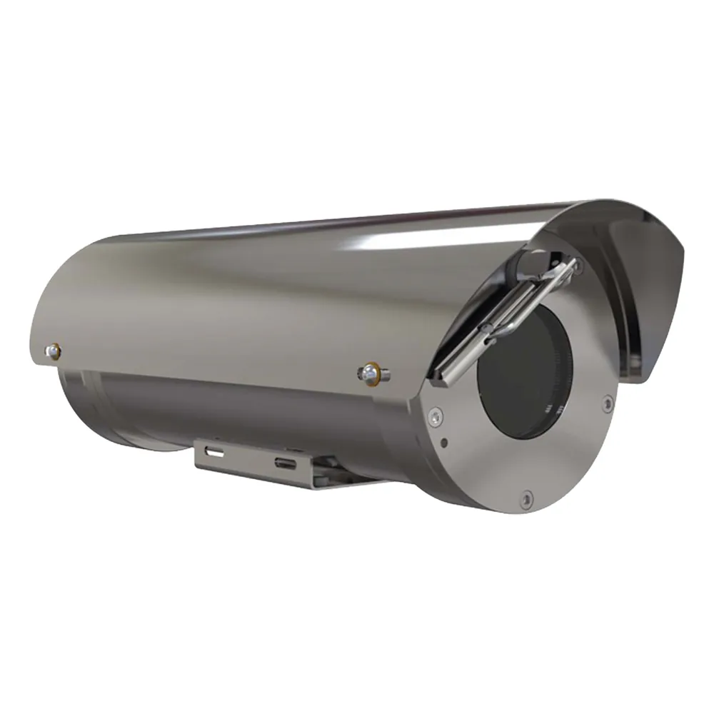Camara IP Zoom con gabinete antiexplosion 2MP, 32X, IP68, WiseStream II / conexion de fibra optica monomodo