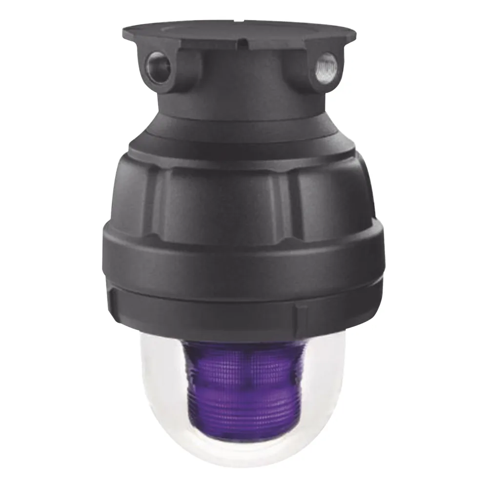 Luz estroboscópica a prueba de explosiones UL y cUL para Clase I, División 1, Grupo C y D; Clase I, División 2, Grupos A y B; Clase II, División 1, Grupos E, F y G; Clase III , 24 Vcd, color Magenta, montaje no incluido