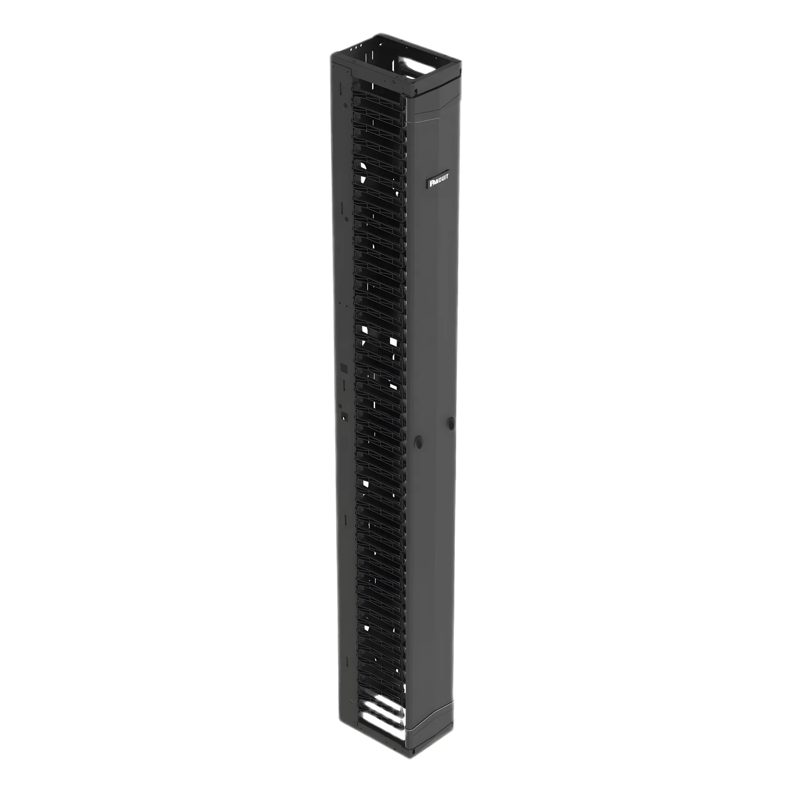 Organizador Vertical PatchRunner™, Sencillo (Solo Frontal), Para Rack Abierto de 45 Unidades, 8 in de Ancho, Color Negro