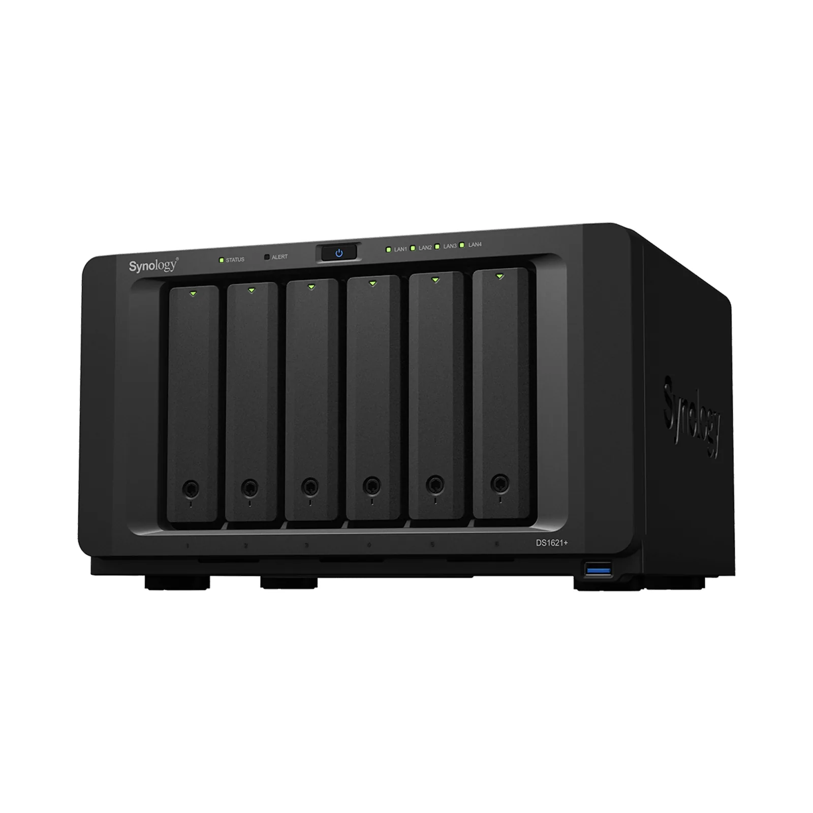NAS Synology DiskStation DS1621+ | 6 Bahías | Procesador AMD Ryzen V1500B | 4 GB DDR4 ECC | Expansión Hasta 16 Bahías | 2 Ranuras M.2 NVMe | Puerto 10GbE RJ-45 | Compatibilidad RAID | Btrfs | Virtualización | Caché SSD.