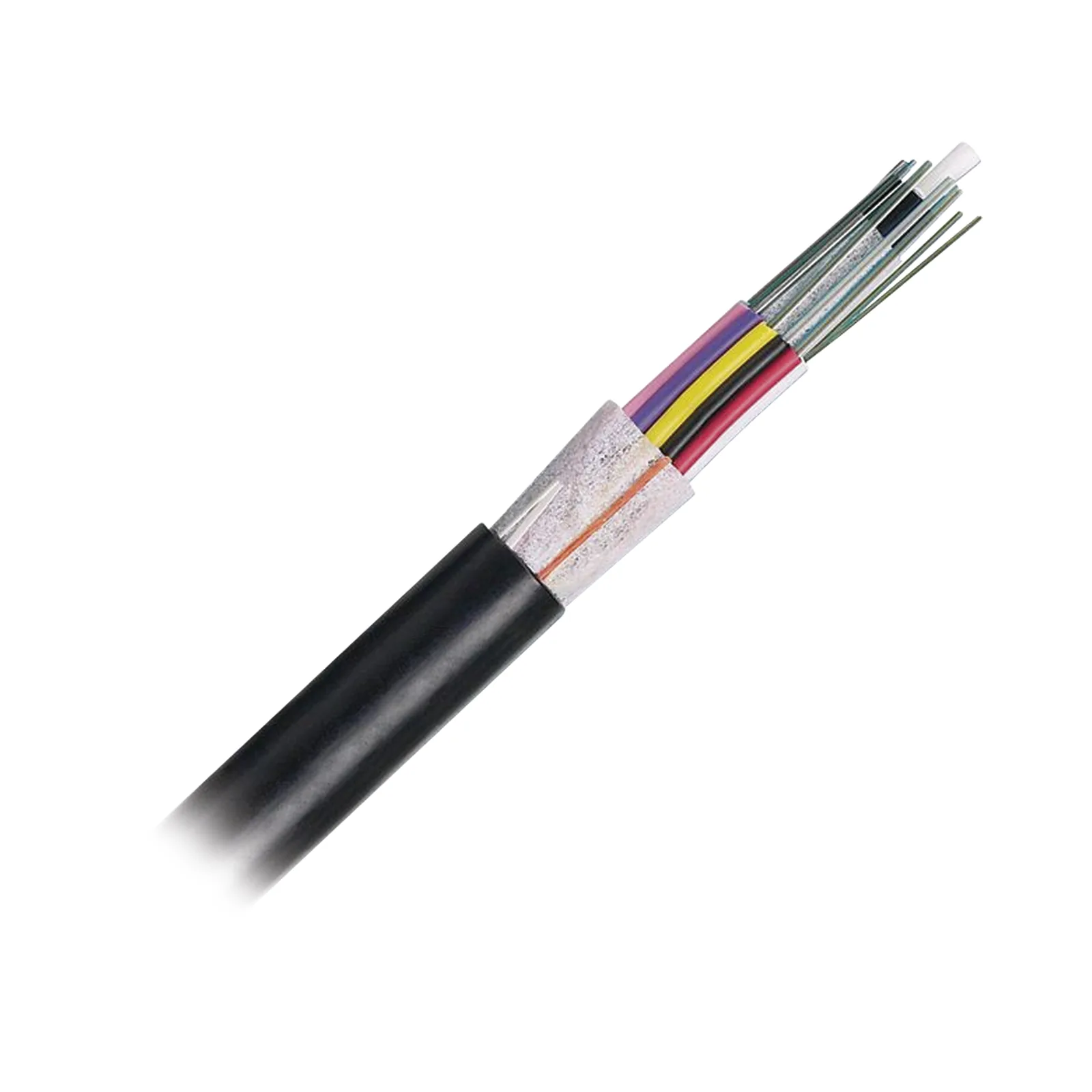 Cable de Fibra Óptica de 24 Hilos, OSP (Planta Externa), No Armada (Dieléctrica), 250um, Monomodo OS2, Precio Por Metro