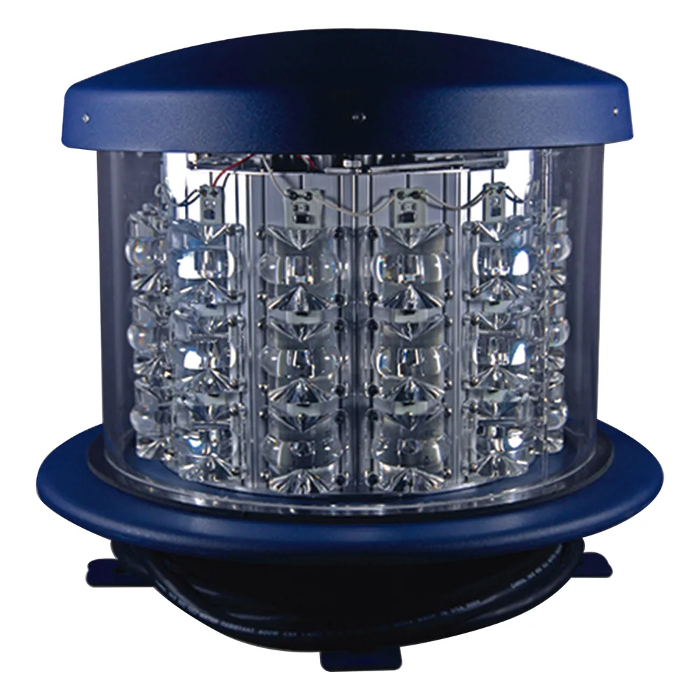 Luz de Obstáculo LED Intensidad Media FAA L-864 / LED Rojo 2000 CD / 120-240 VAC / 360° Cobertura Horizontal / 3° Haz Vertical / NEMA 4X / Para Torres 46-107 m / Certificación FAA e ICAO
