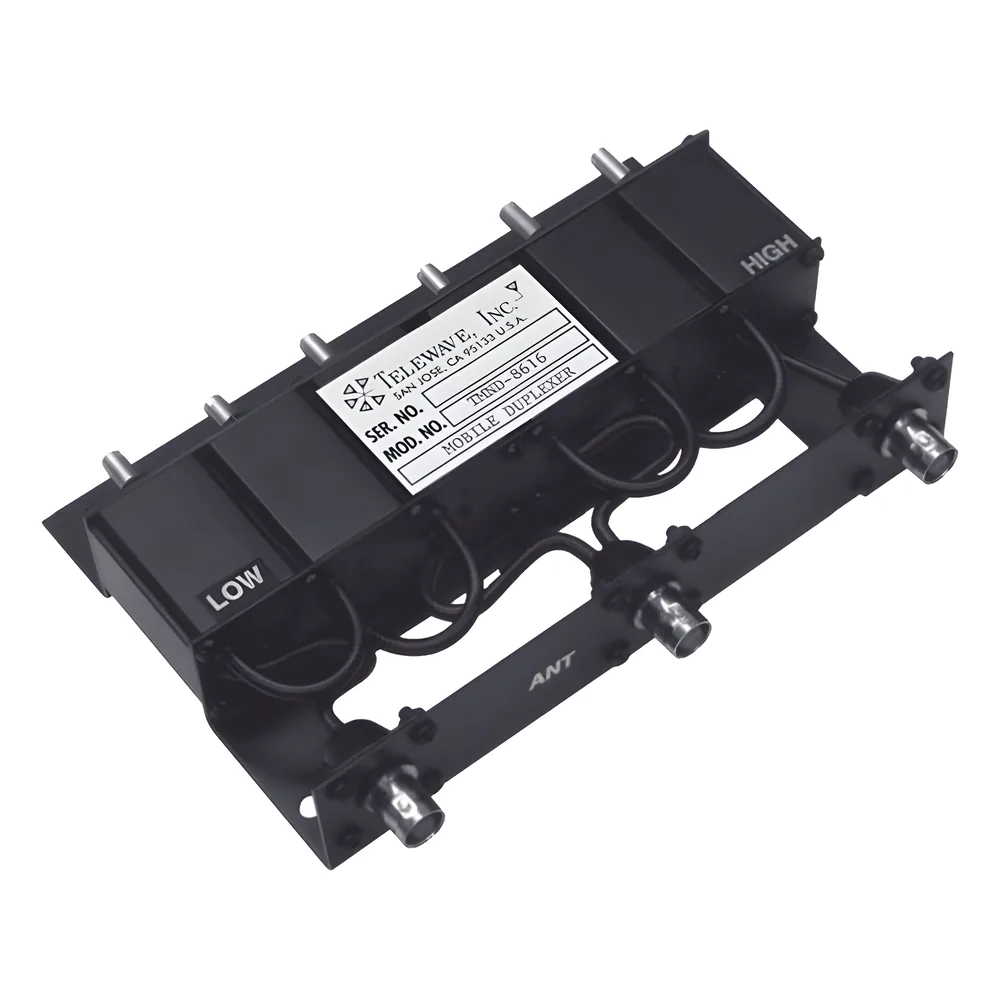 Duplexer Compacto Móvil, 806-869 MHz, 5/10 MHz Sep., 50 Watt, 70 dB, Rechazo de Banda,