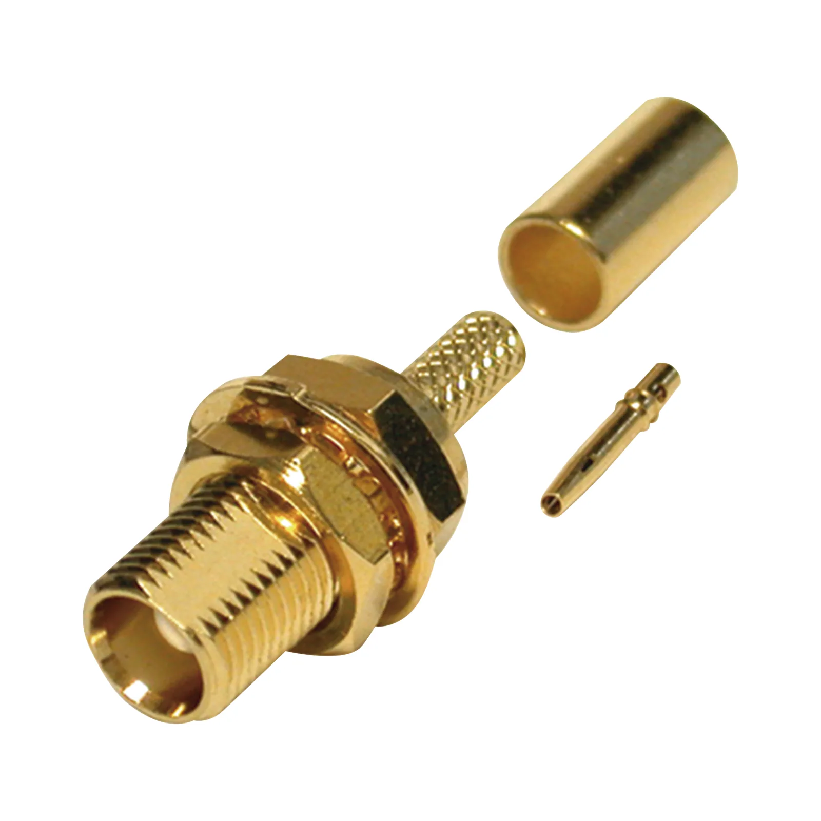 Conector MCX Hembra para Panel Trasero D-Plano, de Anillo Plegable para RG-316/U, Grupo B, Oro/ Oro/ Teflón.