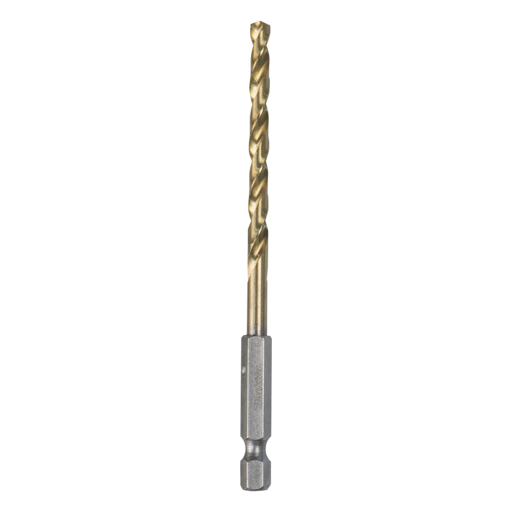 Broca hexagonal de acero A.V. de 3/16” con recubrimiento de titanio, con entrada de 1/4"