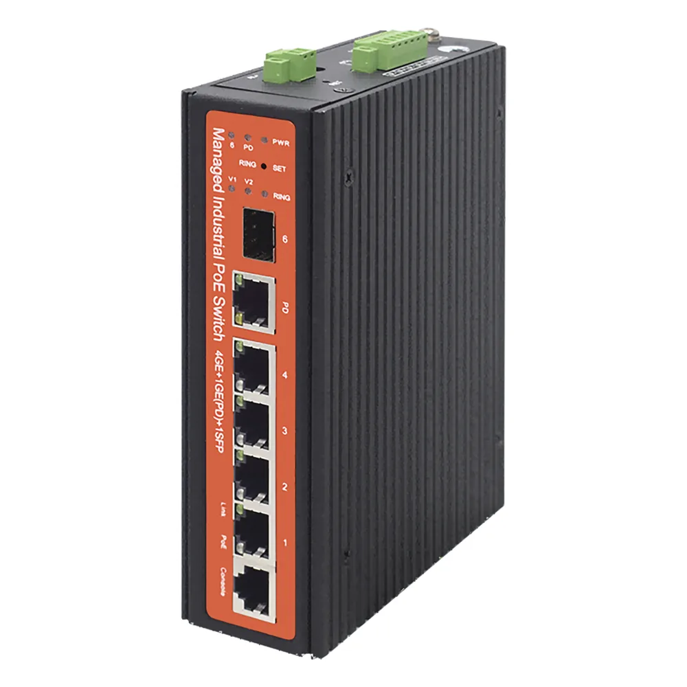 Switch industrial de 4 puertos Gigabit PoE (pasivo 24V / 802.3af/at/bt)