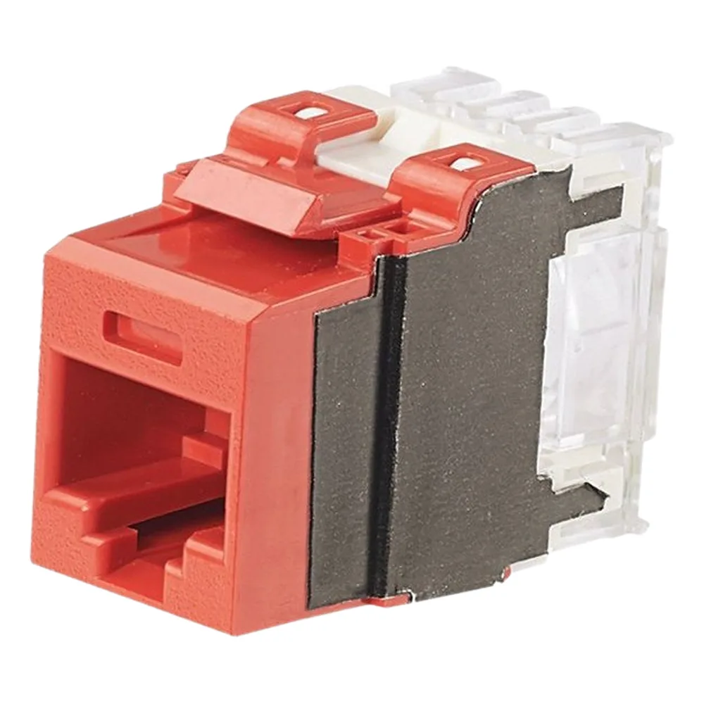 Conector Jack Estilo 110 (de Impacto), Tipo Keystone, Categoría 6A, de 8 Posiciones y 8 Cables, Color Rojo