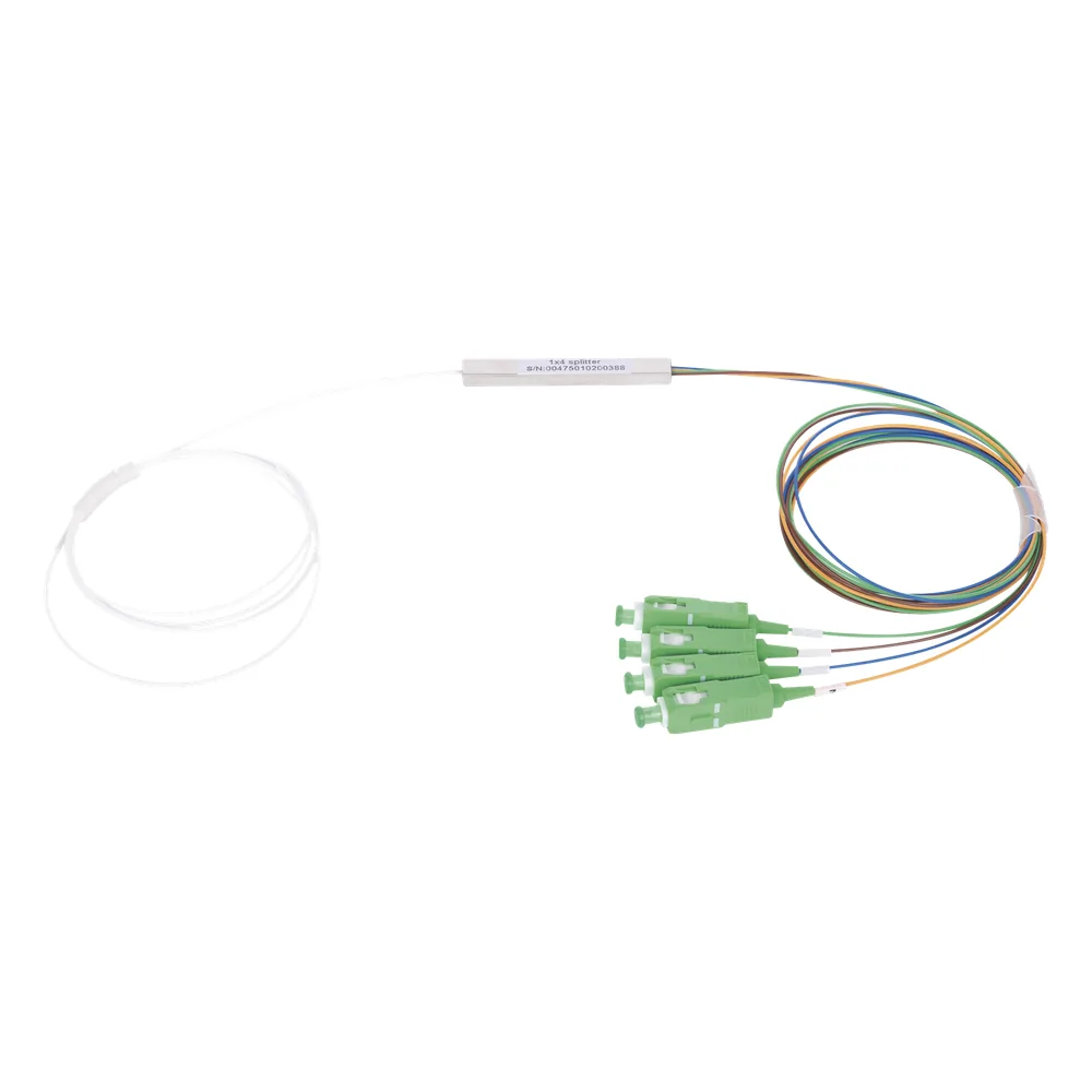 Splitter (Divisor Óptico) tipo PLC, de 1x4, conectores SC/APC de salida