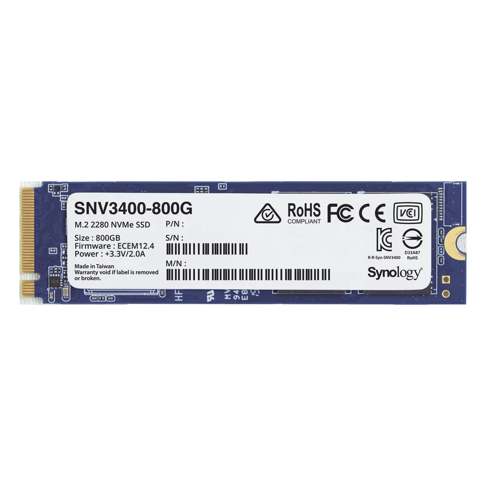 SSD 800GB NVMe M.2 2280, diseñada para Synology NAS con ranuras M.2 integradas
