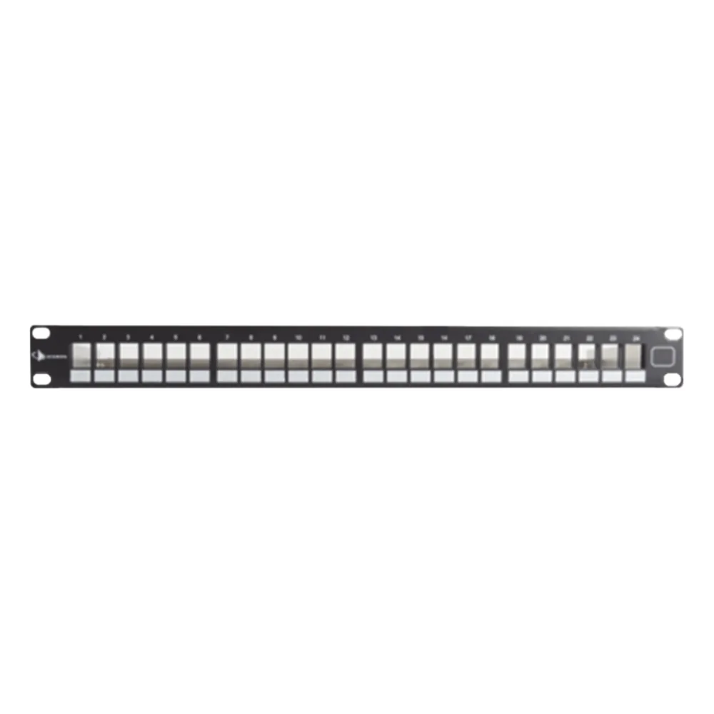 Patch Panel UTP Keystone de 24 Puertos Modular (Vacío), Plano, 1UR, Compatible con Jacks Keystone UTP Z-MAX y MAX