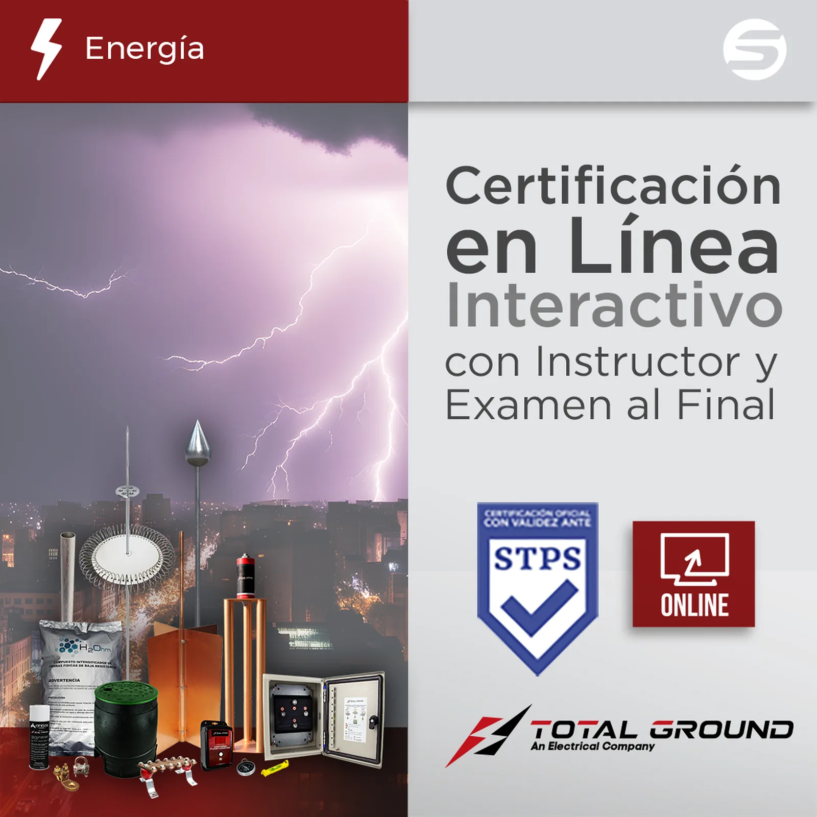 Certificación Virtual en Tierras Físicas y Pararrayos – Total Ground (Válida ante la STPS)