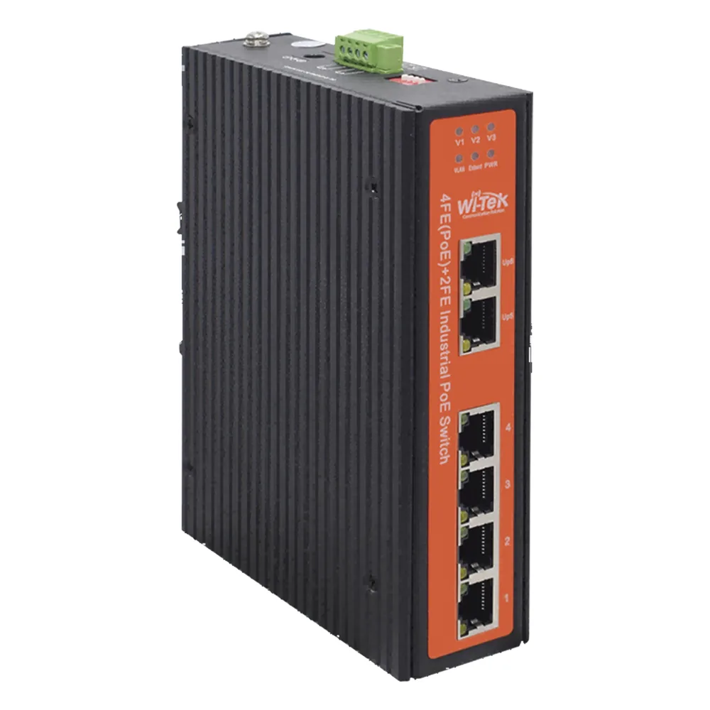 Switch industrial 4 puertos Fast Ethernetcon POE 802.3af/at + 2 puertos UPLINK gigabit