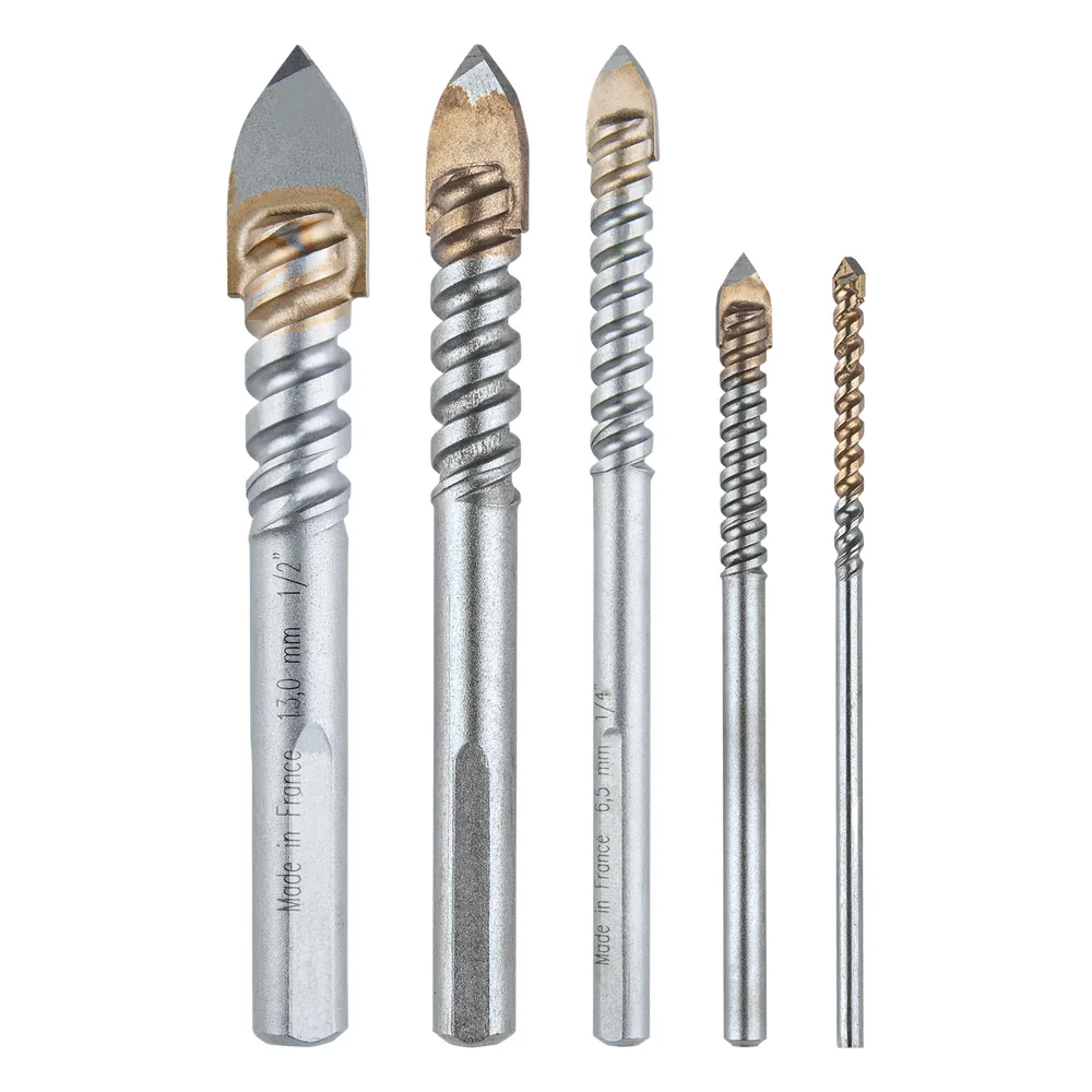Juego de 5 brocas para vidrio de 1/8"-3/16"-1/4"-3/8"-1/2"