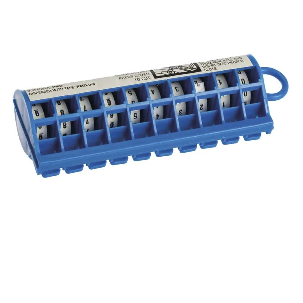 Dispensador de Etiquetas Marcadoras, Con Rollos Pre-Impresos con Números 0-9, de 2.4 Metros (7.87 Pies), Color Blanco